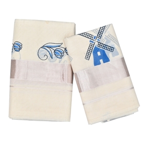 Traditional Kasavu Set Mundu with Silver Border