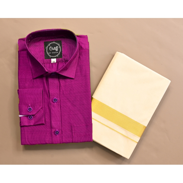 Shirt And Kasavu Dhoti Combo Set thumbnail 2