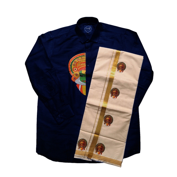 Kathakali Print Shirt Dothi Combo thumbnail 1
