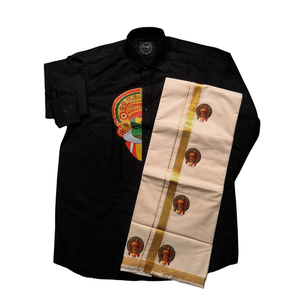 Kathakali Print Shirt Dothi Combo thumbnail 1