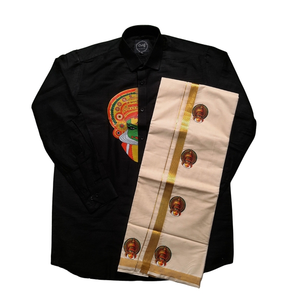 Kathakali Print Shirt Dothi Combo thumbnail 3