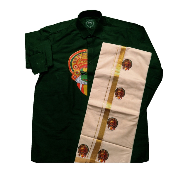 Kathakali Print Shirt Dothi Combo - image 1