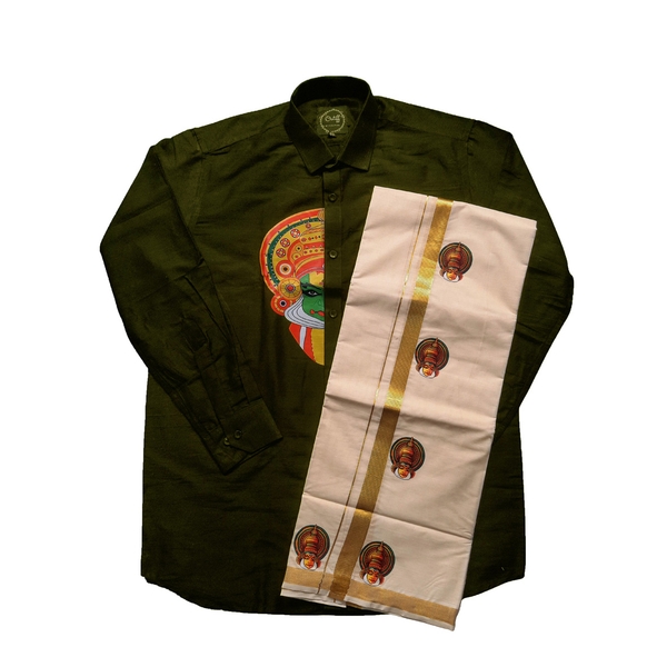 Kathakali Print Shirt Dothi Combo - image 1