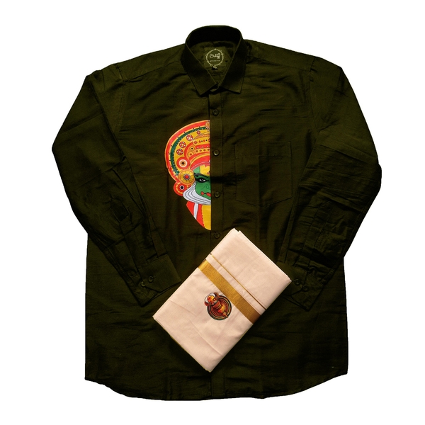 Kathakali Print Shirt Dothi Combo thumbnail 5