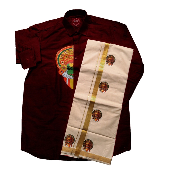 Kathakali Print Shirt Dothi Combo thumbnail 1