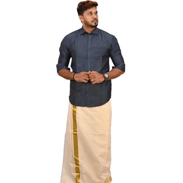 Shirt And Kasavu Dhoti Combo Set thumbnail 1