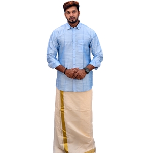 Shirt And Kasavu Dhoti Combo Set