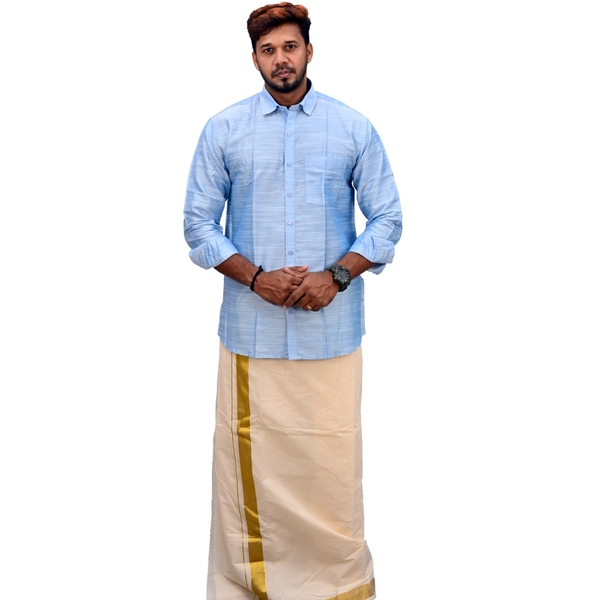 Shirt And Kasavu Dhoti Combo Set thumbnail 1