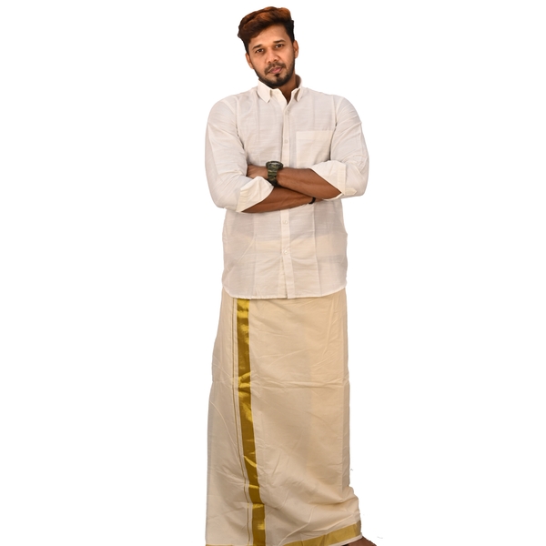 Shirt And Kasavu Dhoti Combo Set thumbnail 1