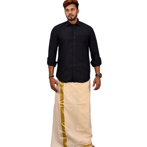 Shirt And Kasavu Dhoti Combo Set
