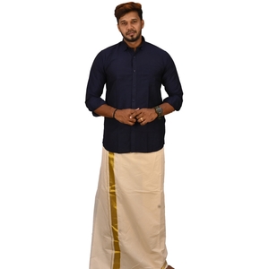 Shirt And Kasavu Dhoti Combo Set