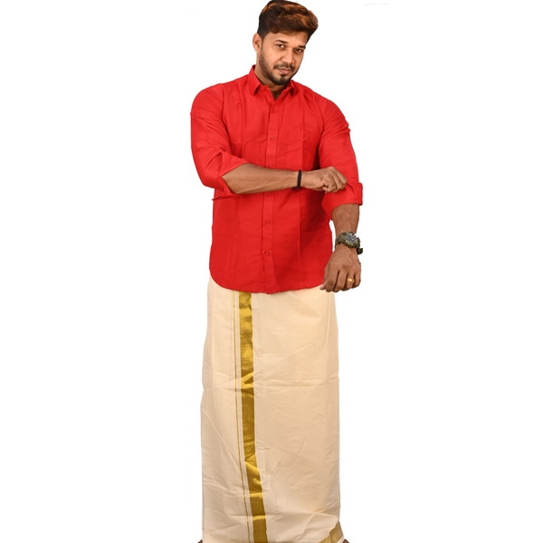 Shirt And Kasavu Dhoti Combo Set thumbnail 1