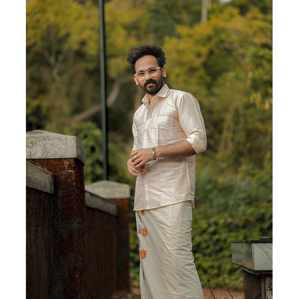 Traditional OffWhite Muhurtham Shirt For South Indian Grooms - image 1