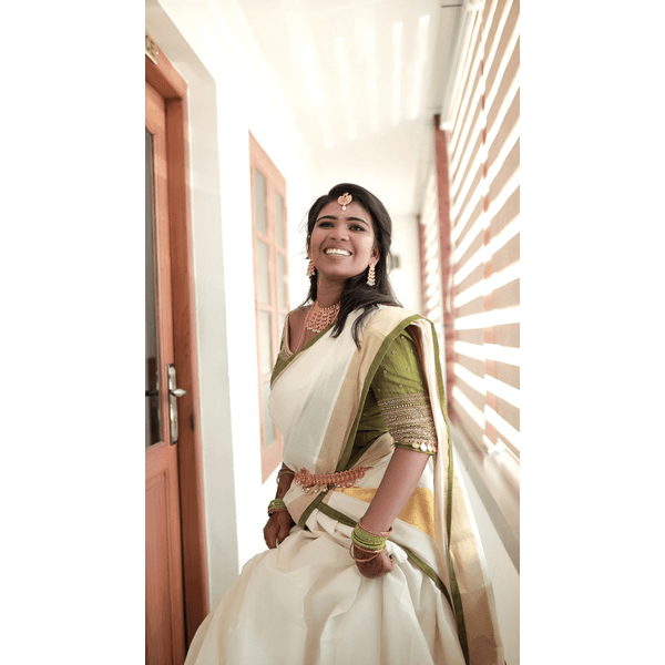 Kerala Kasavu Half Saree For Wedding - image 1